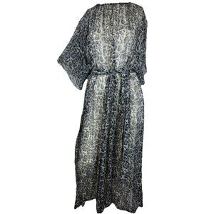 Free Sz 70s Silk Chiffon Sheer Leopard Print Dressing Gown Lounge Boudoir Sissy